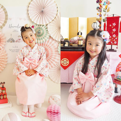 袴ワンピース【セミオーダー】ベビー袴・子供袴・袴ロンパース・女の子・お食い初め・ひな祭り・七五三・着物 16枚目の画像