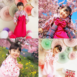 袴ワンピース【セミオーダー】ベビー袴・子供袴・袴ロンパース・女の子・お食い初め・ひな祭り・七五三・着物 10枚目の画像