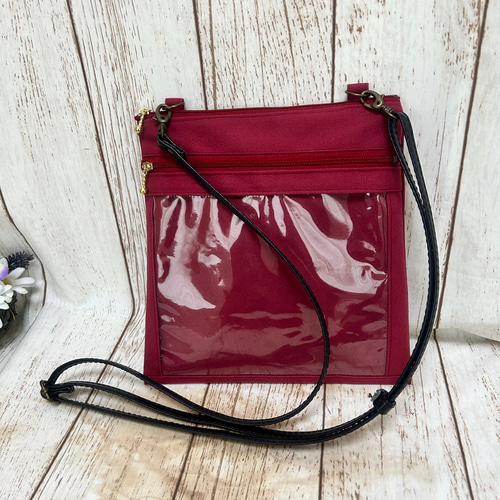 帆布 クリアポケット付き サコッシュ ショルダー可能 大人の移動