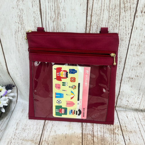 帆布 クリアポケット付き サコッシュ ショルダー可能 大人の移動