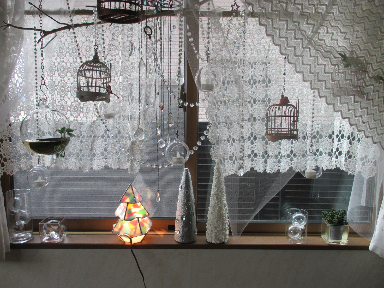 ステンドグラス　クリスマス ツリーランプ