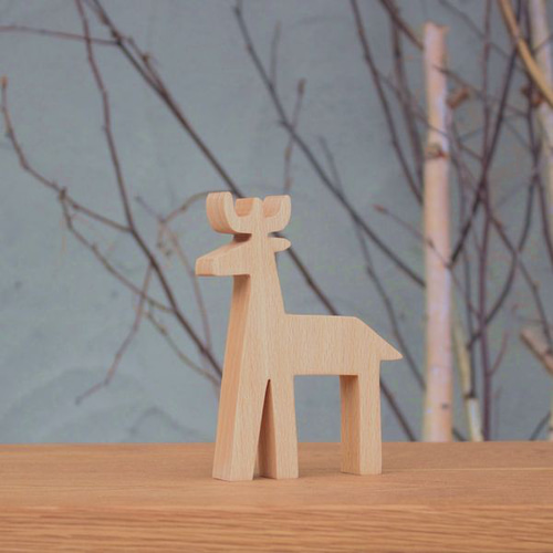 トナカイ オブジェ ビーチ材｜クリスマス 飾り 冬 置物 北欧