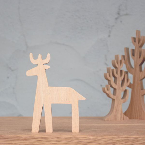 トナカイ オブジェ ビーチ材｜クリスマス 飾り 冬 置物 北欧