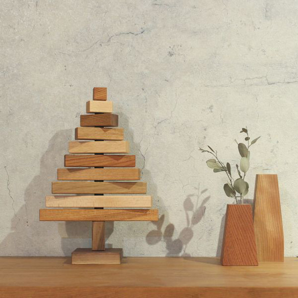 【送料無料】【種類おまかせ】ランダムツリー クリスマス オブジェ 木製 飾り ディスプレイ 冬 組み木 置物 オブジェ 5枚目の画像