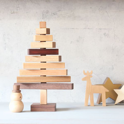 【送料無料】【種類おまかせ】ランダムツリー クリスマス オブジェ 木製 飾り ディスプレイ 冬 組み木 置物 オブジェ 3枚目の画像