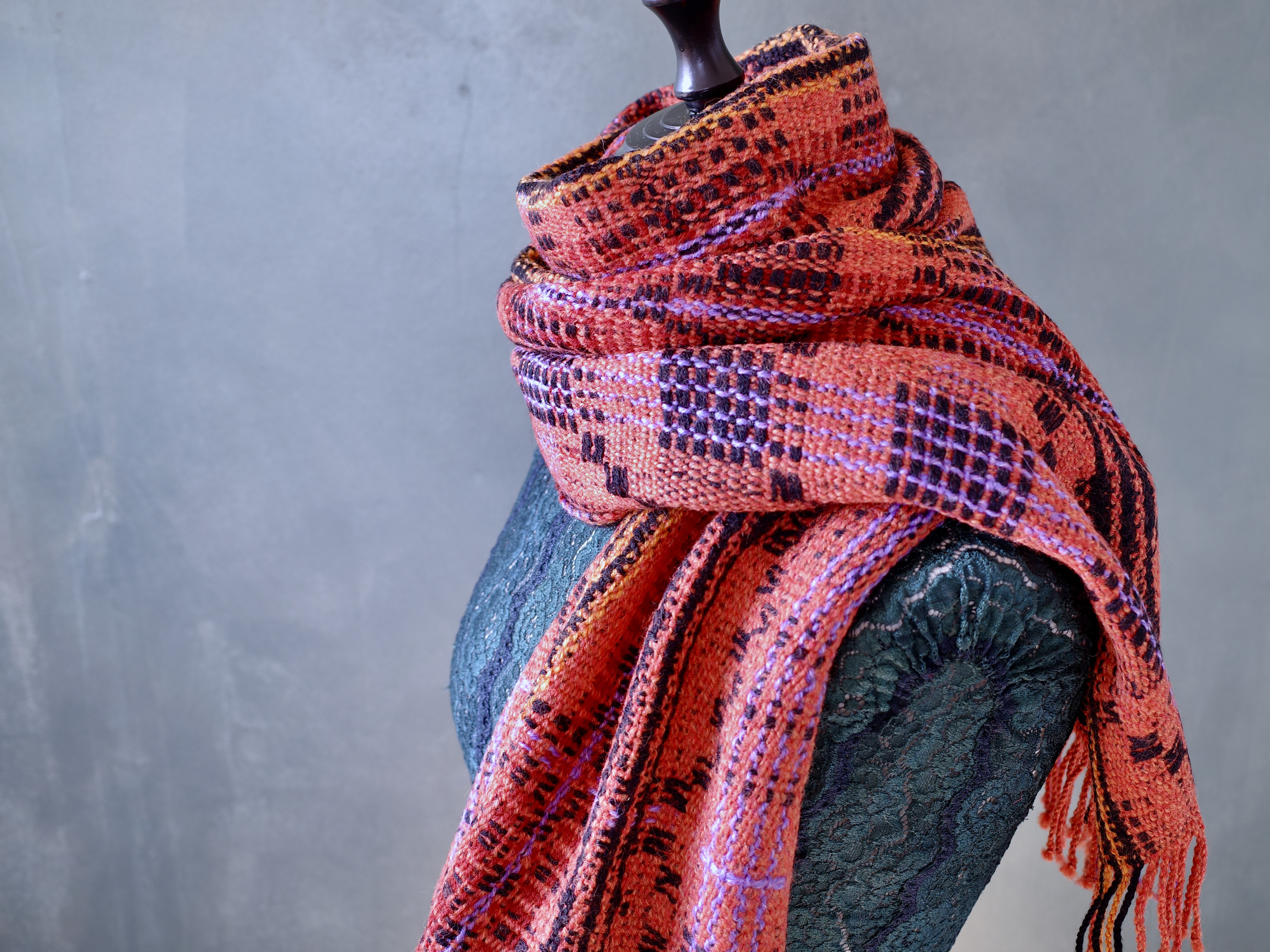 手織り オーバーショット織 Handwoven 一点物 NSMM1990