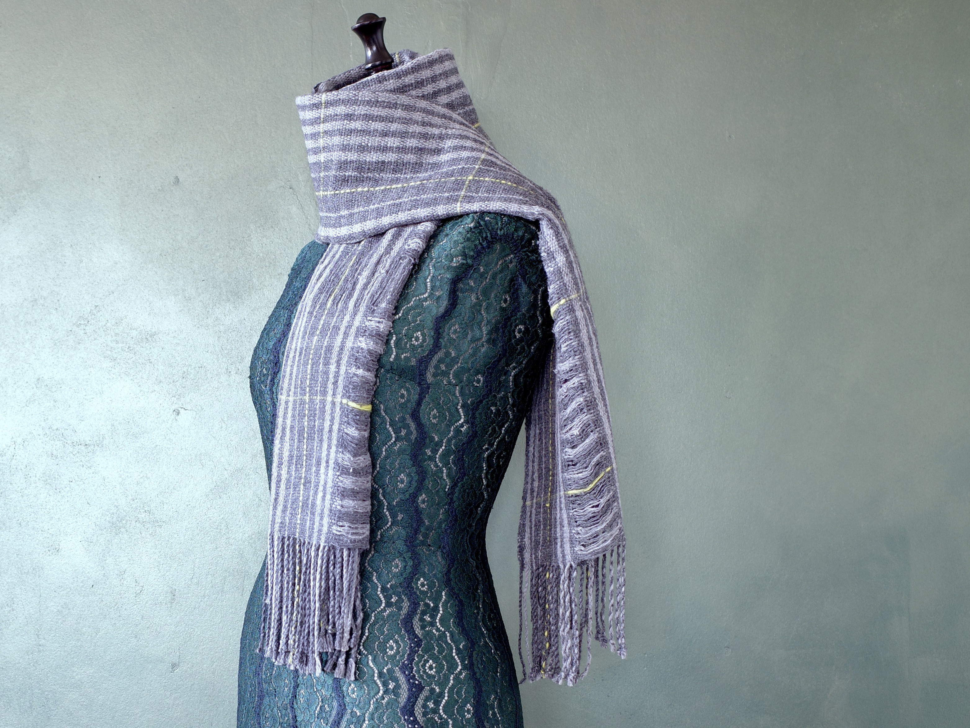 手織り 空羽織 チェック グレー TSLM1992 Handwoven 一点物