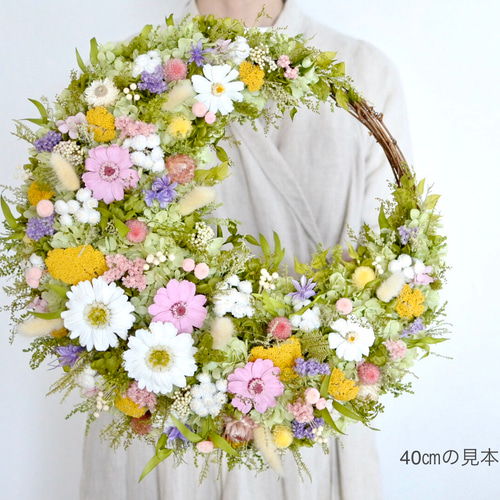 ガーベラのグリーンリースプリザーブドフラワー