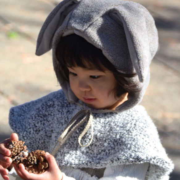 うさぎさんみたいな帽子 -白うさぎさん or グレーうさぎさん- 3枚目の画像