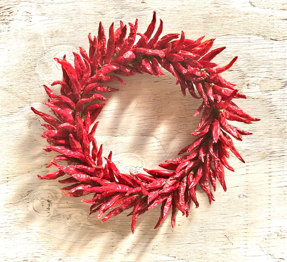 インテリア唐辛子リース 唐辛子リース Mサイズ インテリア お正月飾り リース ネコ