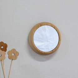 ミラー Ｌサイズ まる 丸 壁掛け クリ ウォールナット おしゃれ 壁用 サークル 北欧 韓国 鏡 木製 シンプル 2枚目の画像