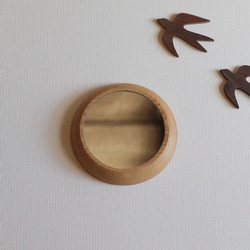 ミラー Ｌサイズ まる 丸 壁掛け クリ ウォールナット おしゃれ 壁用 サークル 北欧 韓国 鏡 木製 シンプル 4枚目の画像