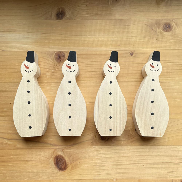 スノーマン Ｌサイズ×Ｓサイズセット｜雪だるま ゆきだるま クリスマス 冬 雪 置物 木製 ペイント 11枚目の画像