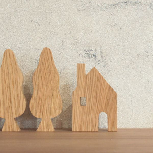 えんとつのおうち ｜ハウス オブジェ 木製 家 北欧 置物 オブジェ