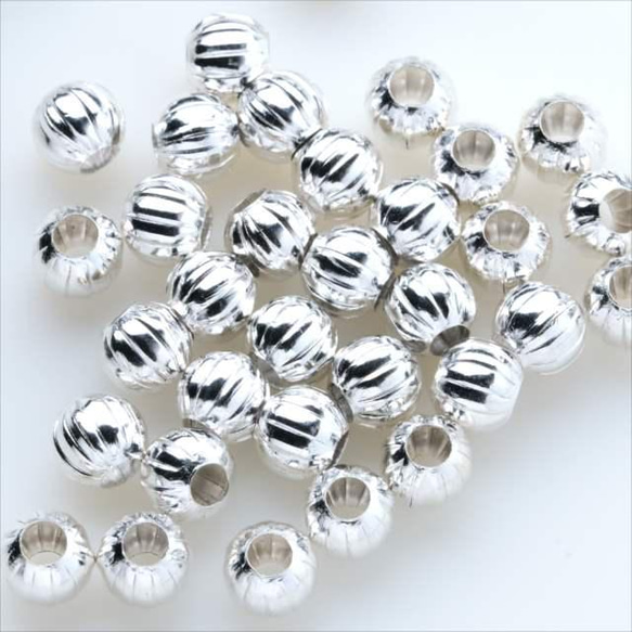 線金屬珠★6mm/白銀/約30顆★間隔球零件（bizusen6-s） 第2張的照片