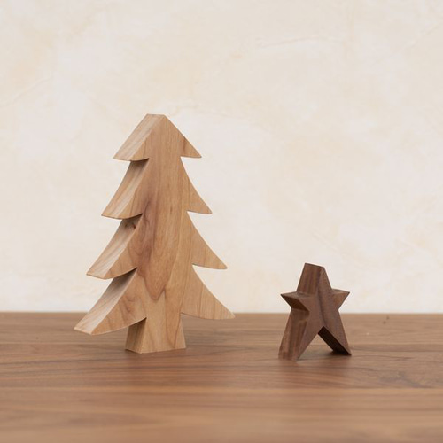 クリスマス オブジェ セット C｜置物 ツリー トナカイ 教会 木製