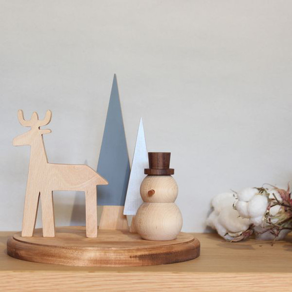 【早割!】クリスマス オブジェ セット Ｅ 置物 ツリー 雪だるま トナカイ 木製 インテリア 雑貨 ナチュラル 冬 3枚目の画像