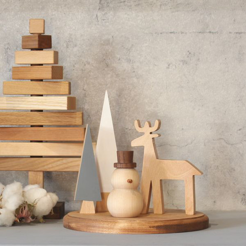 クリスマス オブジェ セット E｜トナカイ 雪だるま ツリー 木