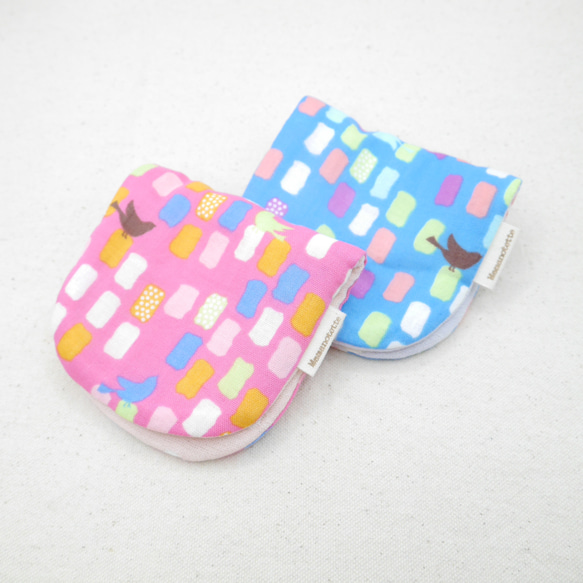 ふわもこハンカチ｜ブロックバード-Block Bird-｜S・10×20cm｜ガーゼハンカチ｜敏感肌｜ギフト｜鳥 1枚目の画像