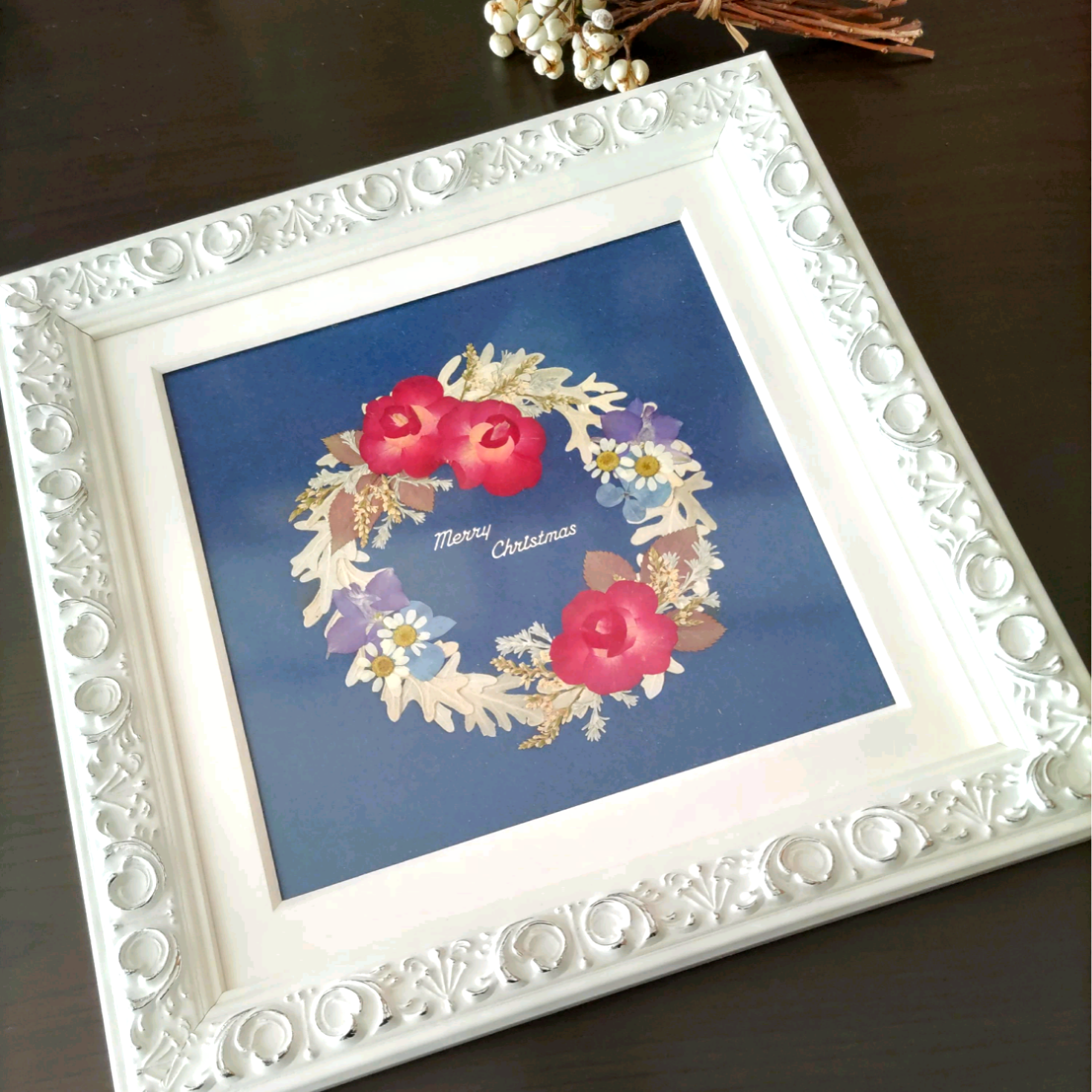 ホワイトクリスマスリース　コットン　シロタエギク