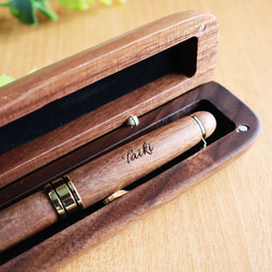 刺蝟木製原子筆和筆盒胡桃木免費包裝可贈送禮物 第3張的照片