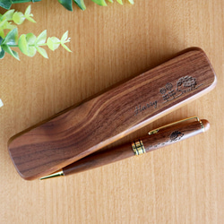 刺蝟木製原子筆和筆盒胡桃木免費包裝可贈送禮物 第4張的照片