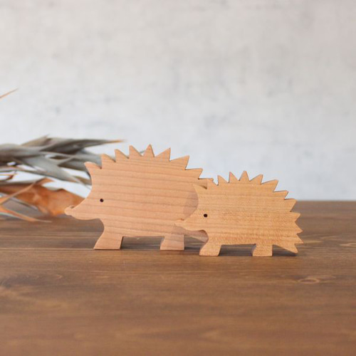 はりねずみ オブジェ｜全4種類 ハリネズミ アニマル 動物 置物 木製