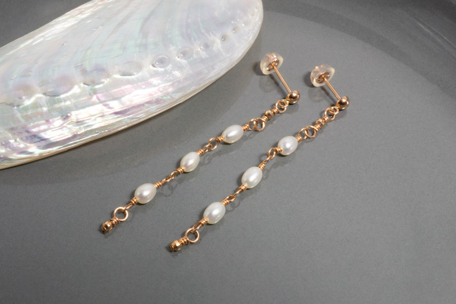 K10ピンクゴールド　淡水パール　ピアス