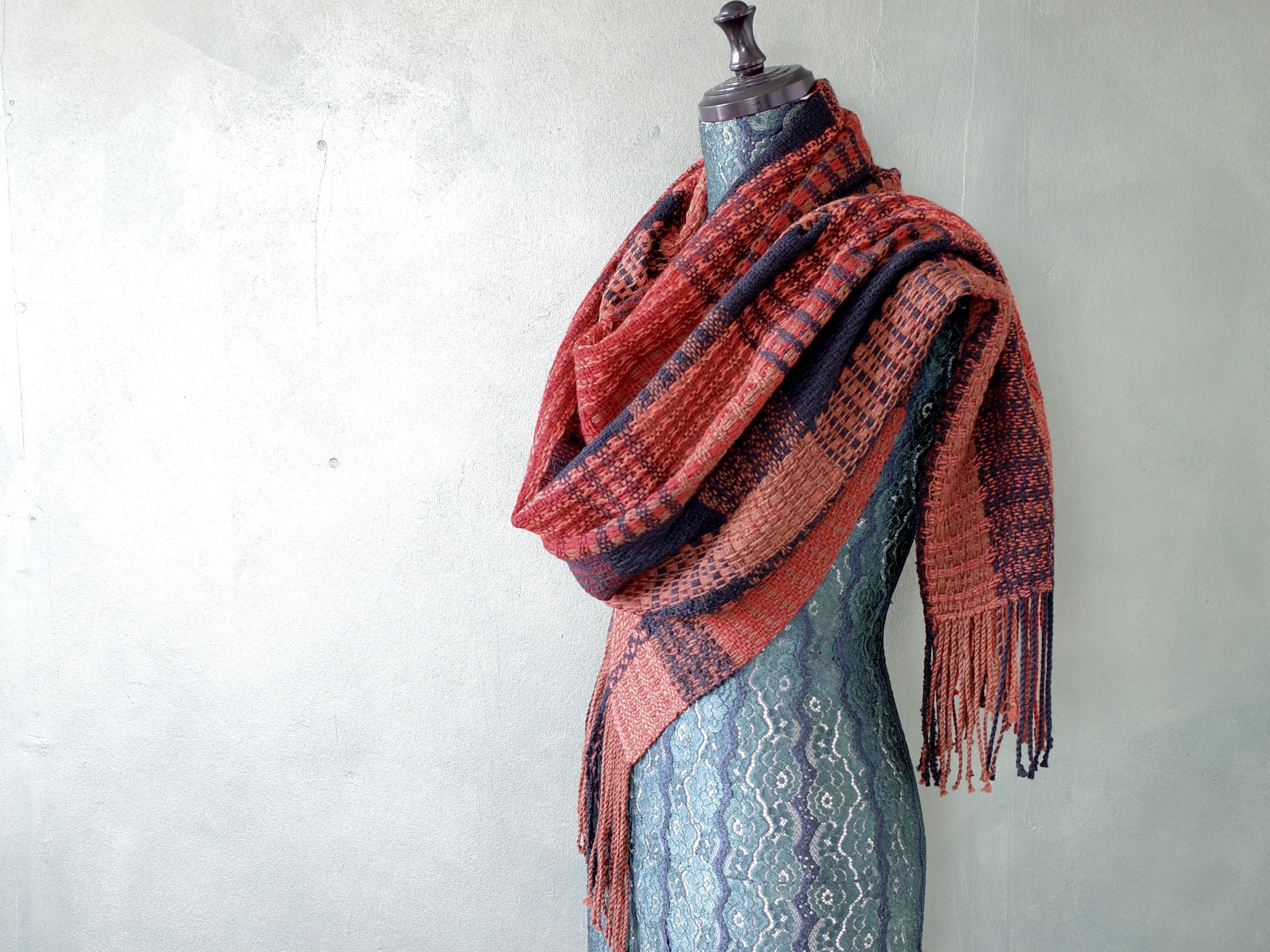 手織り ブロックツイル織  チェック Handwoven NSML19101