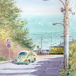水彩画】原画「ある日の風景」F4：242×332 mm #風景 絵画