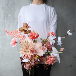 即納品可能】ウェディングブーケ 2wayフープブーケ ホワイトブーケ