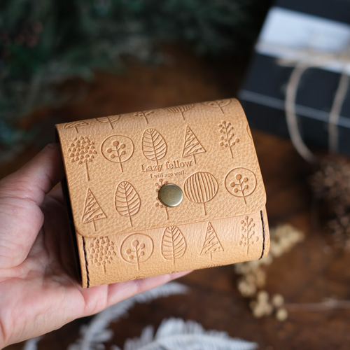 北欧柄のちいさなお財布 ヌメ］ お札を折らない春財布 本革 ミニマム