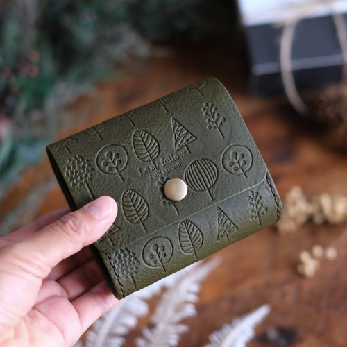 本革の温もり お札を折らない［北欧柄のちいさなお財布］ミニマム三