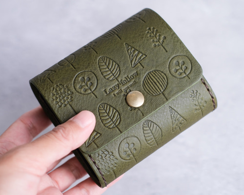 本革の温もり お札を折らない［北欧柄のちいさなお財布］ミニマム三