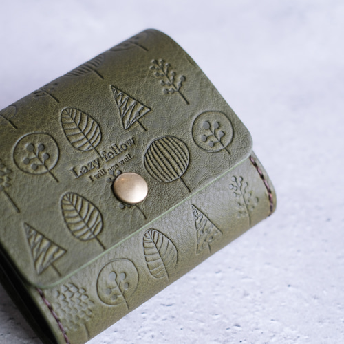 creemaコンパクト財布 本革の温もり お札を折らない［北欧柄のちいさなお財布］ミニマム三