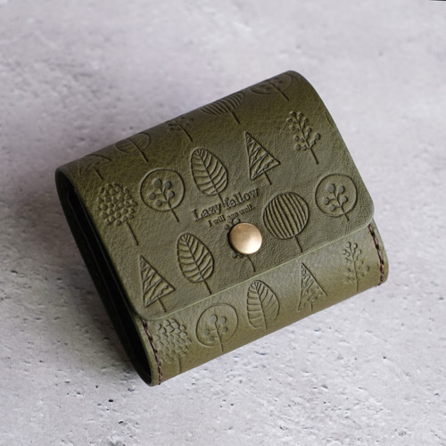 翌日発送」本革の温もり お札を折らない［北欧柄のちいさなお財布