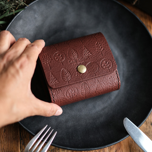 北欧柄のちいさなお財布］お札を折らないミニマム三つ折りコンパクト