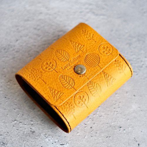 お札を折らない 北欧柄のちいさなお財布 minimum wallet ミモザ
