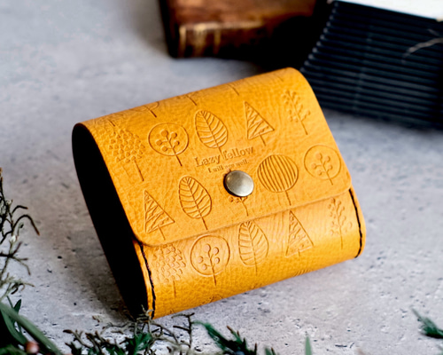 本革の温もり お札を折らない［北欧柄のちいさなお財布］ミニマム三