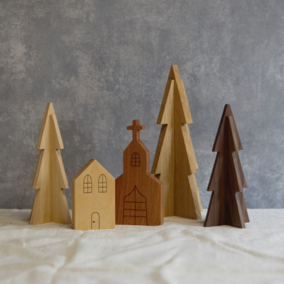 クリスマスツリー 立体 もみの木 オブジェ｜全３種類 クリスマス 木 ディスプレイ 北欧 インテリア 置物 飾り 2枚目の画像