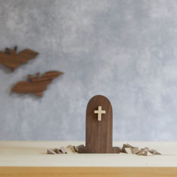 [免運費] 萬聖節裝飾品墳墓 B 型木製雜貨實木十字斯堪的納維亞室內裝飾雜貨恐怖物品 第2張的照片