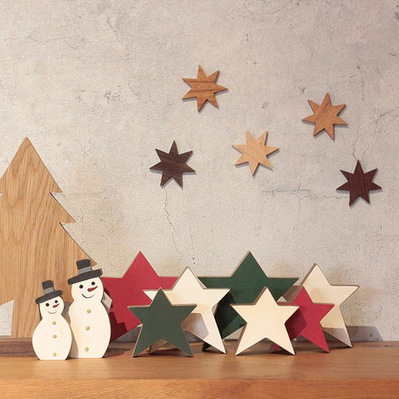 【送料無料】星のオブジェ Ｓサイズ スター 飾り 木製 ペイント 北欧 ハロウィン クリスマス ウエディング 10色 5枚目の画像