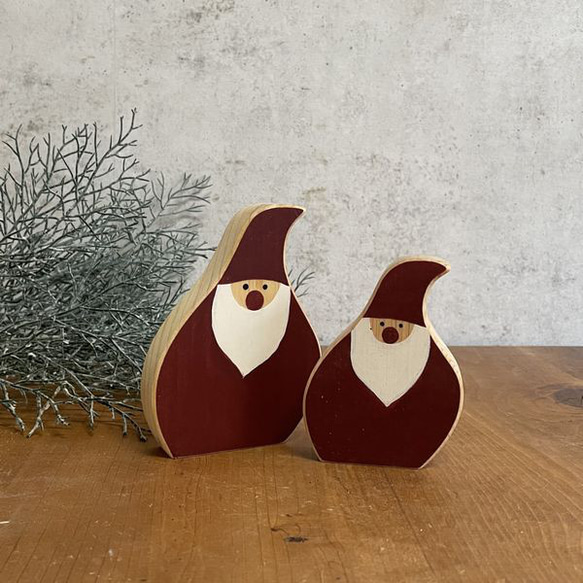 ペイント サンタ オブジェ｜全２種類 サンタクロース 手描き カラー 置物 クリスマス 飾り 小物 デコレーション 1枚目の画像