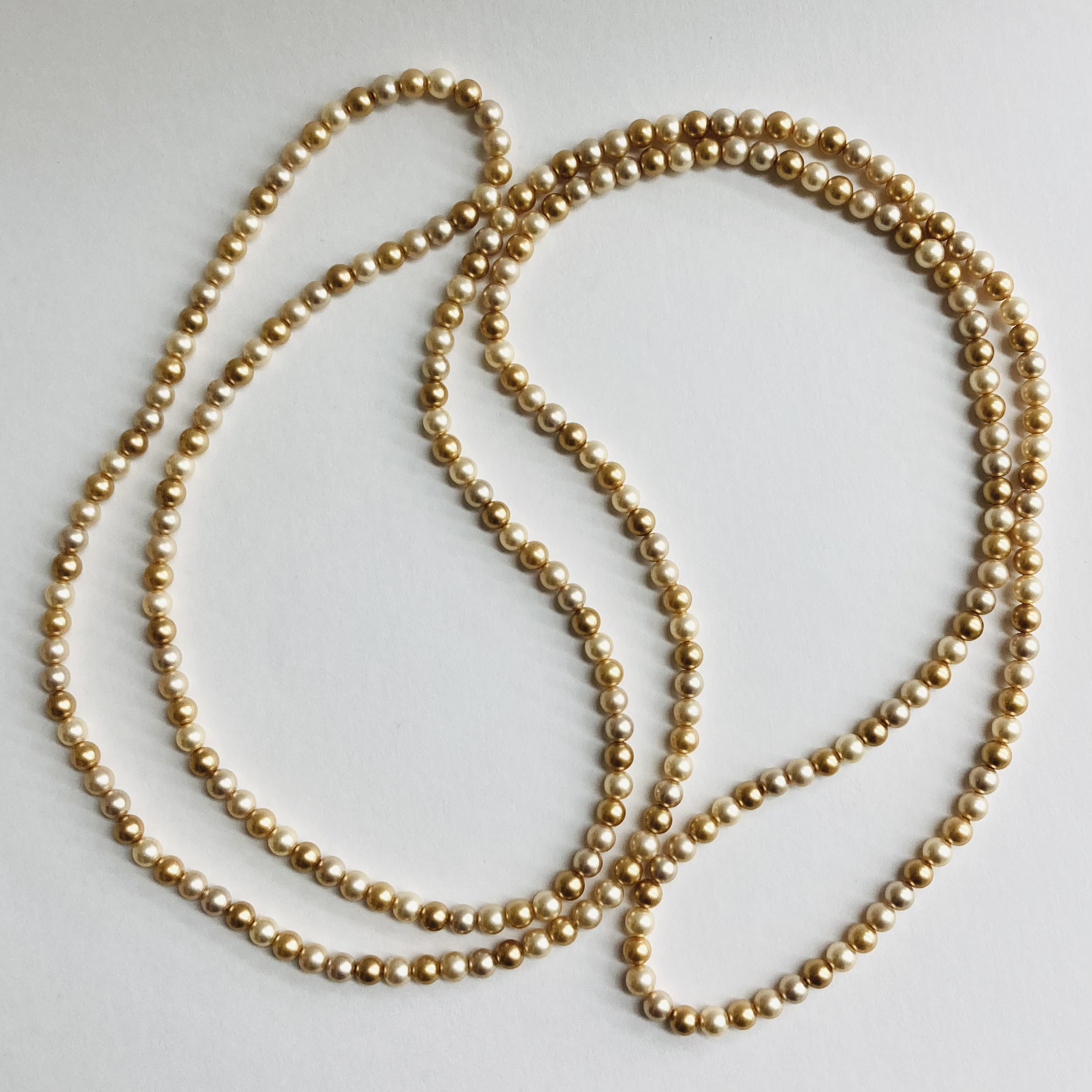 【再販】ガラスパールエンドレスロープネックレス/6mm約150cm/マルチベージュmix/made in japan