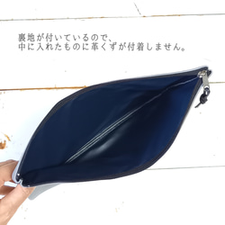 本革フラットポーチXL◆ハートレオパード(グレー)◆大きなサイズのレザーポーチ◆クラッチバッグにも♪裏地付き 13枚目の画像