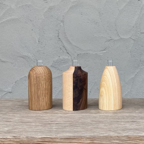 種類おまかせ】ろくろのフラワーベース Sサイズ 一輪挿し 花瓶 木製