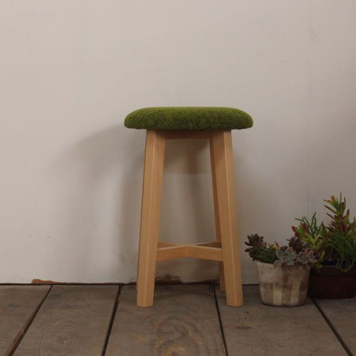 スツール 無垢材×ファブリック まる｜イス 椅子 木製 布地 北欧 いす