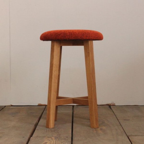 スツール 無垢材×ファブリック まる｜イス 椅子 木製 布地 北欧 いす