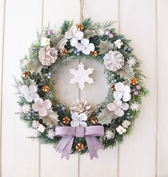 外玄関OK ホリーナイトクリスマスリースφ32cm～ アート