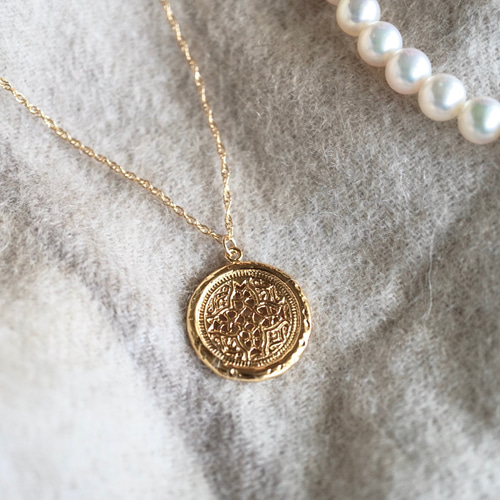 アンティークコインの14kgfロングネックレス (50cm) ゴールド 金属